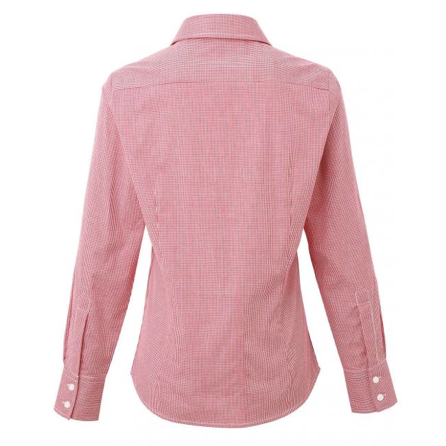 Women's long sleeve gingham microcheck shirt culoare red/white marimea xs