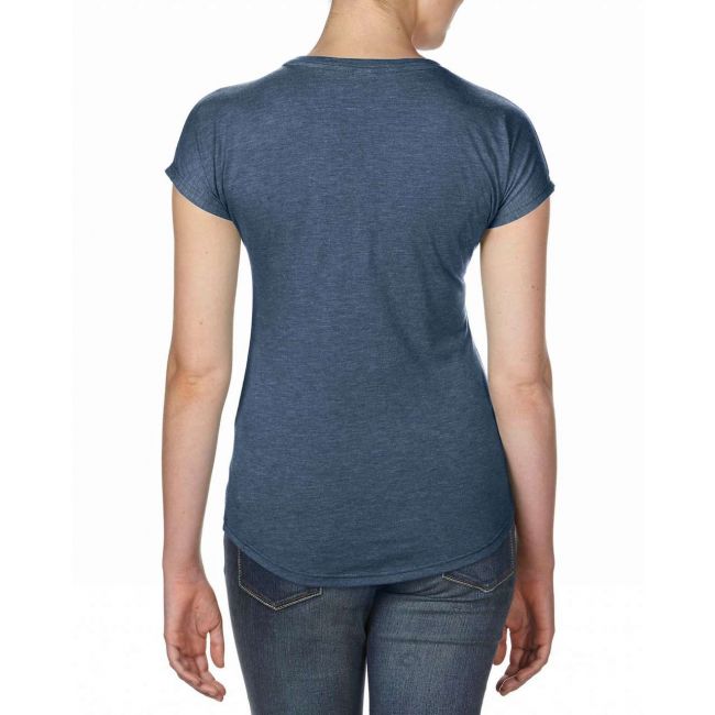 Women's tri-blend v-neck tee culoare heather navy marimea l