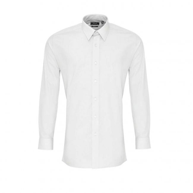 Men’s long sleeve fitted poplin shirt culoare white marimea s