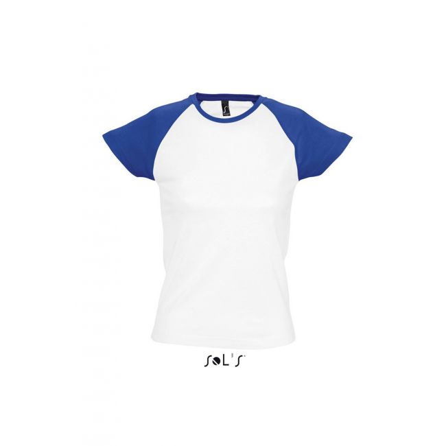 Sol's milky - women's 2-color raglan sleeves t-shirt culoare white/royal blue marimea m