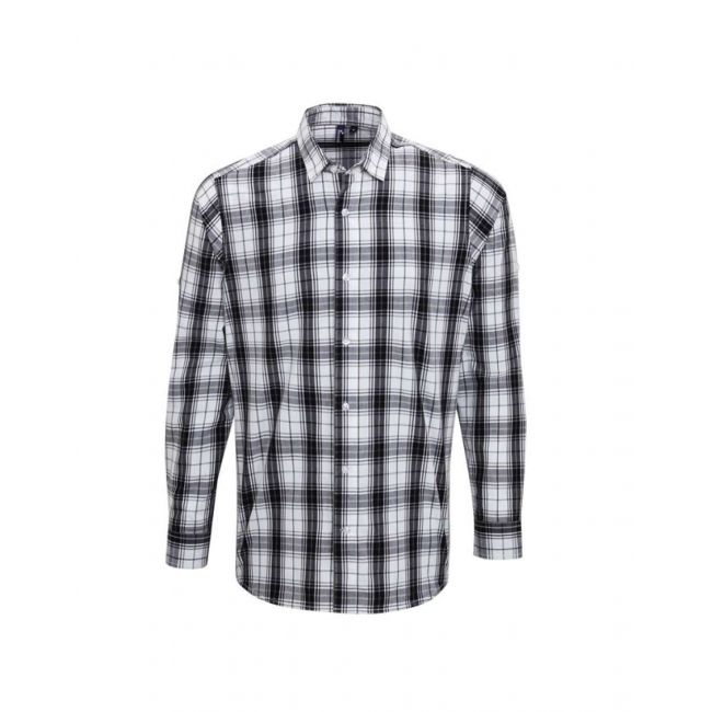 'ginmill' check - men's long sleeve cotton shirt culoare black/white marimea m