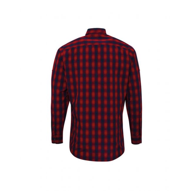 'mulligan' check - men's long sleeve cotton shirt culoare red/navy marimea 3xl