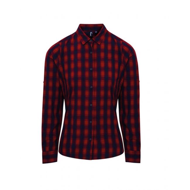 'mulligan' check - women's long sleeve cotton shirt culoare red/navy marimea xs