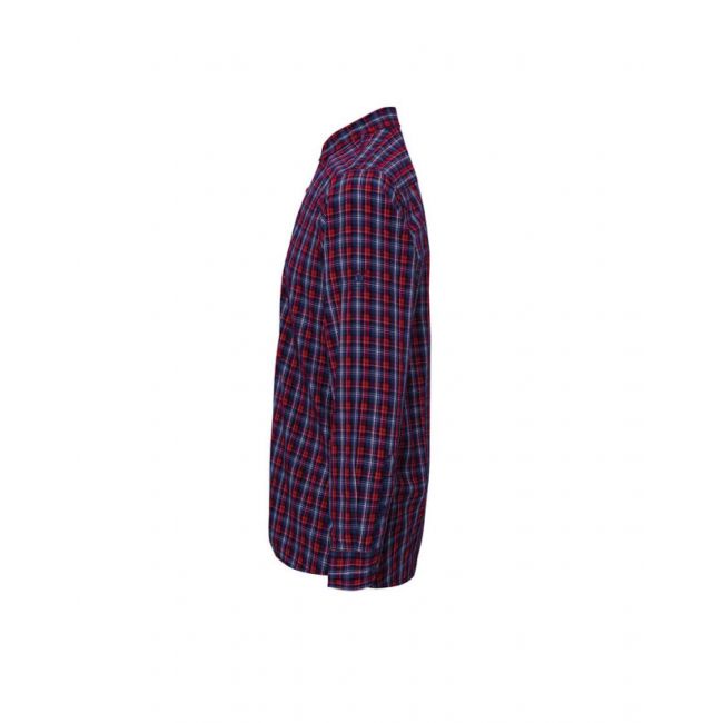 'sidehill' check - men's long sleeve cotton shirt culoare navy/red marimea l