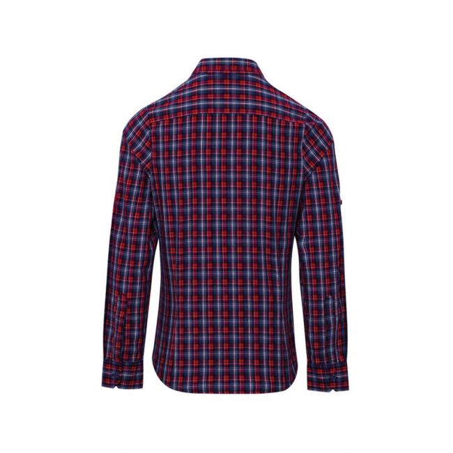 'sidehill' check - women's long sleeve cotton shirt culoare navy/red marimea l