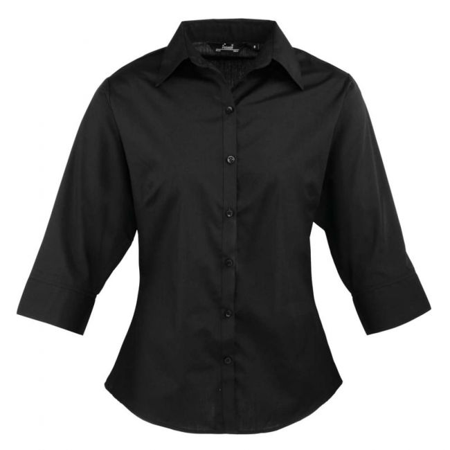 Women's poplin 3/4 sleeve blouse culoare black marimea 5xl