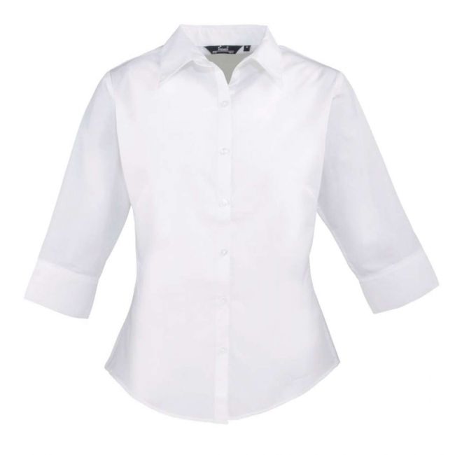 Women's poplin 3/4 sleeve blouse culoare white marimea 6xl