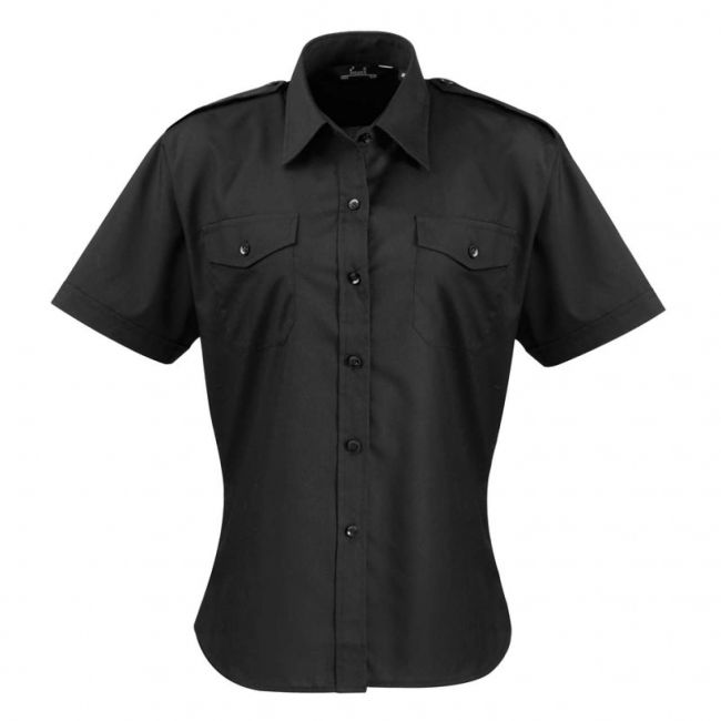 Women's short sleeve pilot shirt culoare black marimea xs