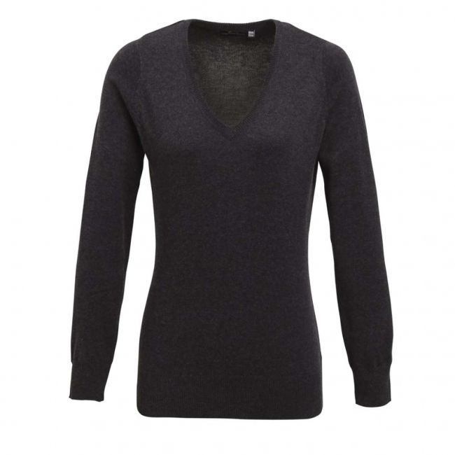 Women's knitted v-neck sweater culoare charcoal marimea m