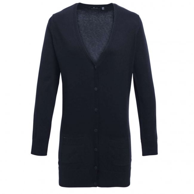 Women's long length knitted cardigan culoare navy marimea l