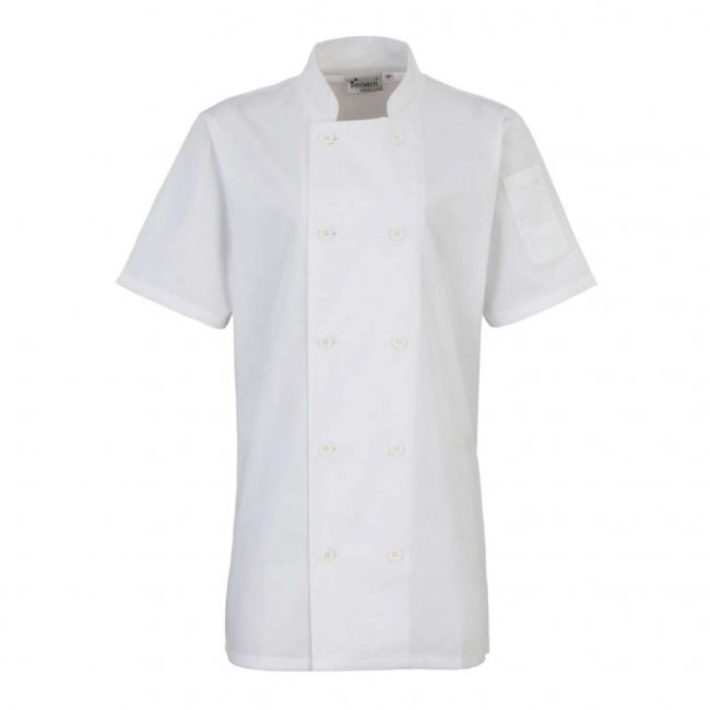 Women's short sleeve chef's jacket culoare white marimea xs