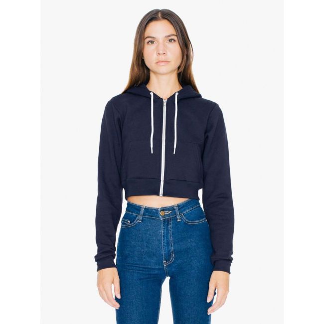 Women's flex fleece cropped zip hooded sweatshirt culoare navy marimea m