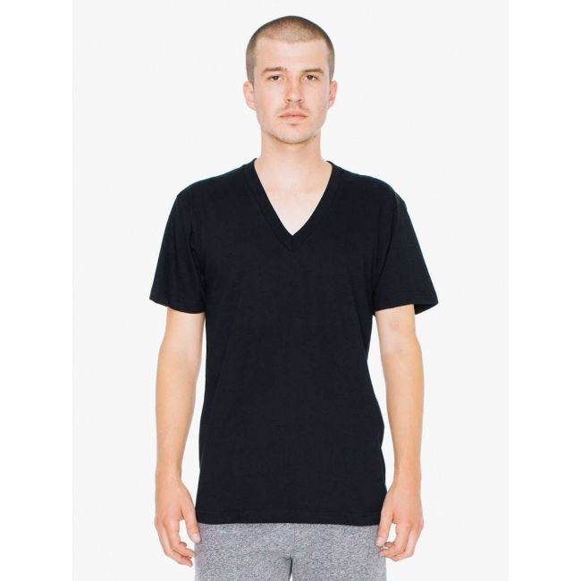 Unisex fine jersey v-neck t-shirt culoare black marimea xs