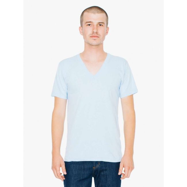 Unisex fine jersey v-neck t-shirt culoare light blue marimea xs