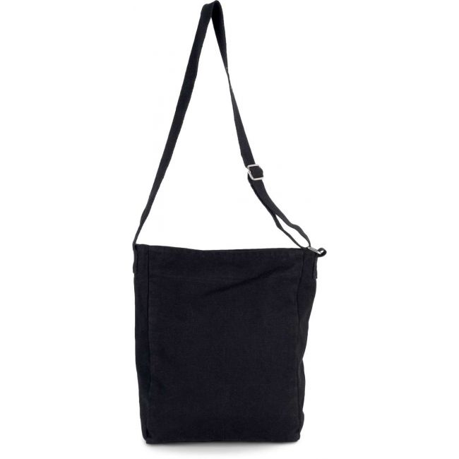 Cotton canvas shoulder bag culoare washed black marimea u