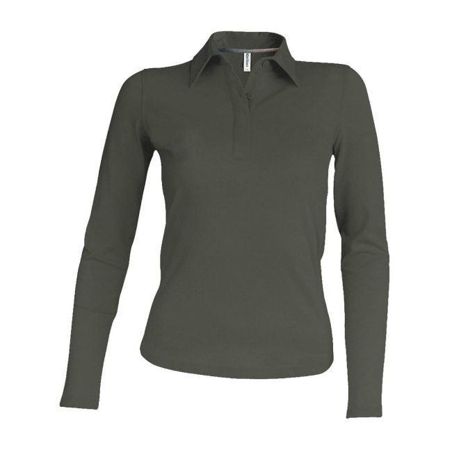 Ladies' long-sleeved polo shirt culoare dark khaki marimea 2xl