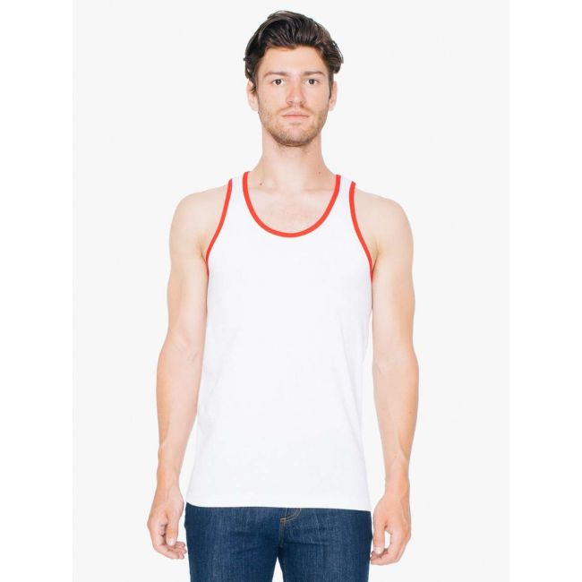 Unisex fine jersey tank culoare white/red marimea m