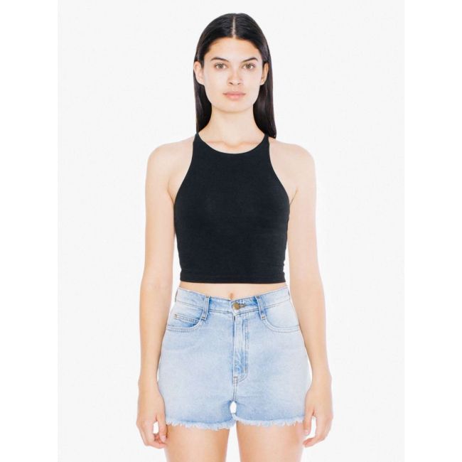 Women's cotton spandex crop tank culoare black marimea m