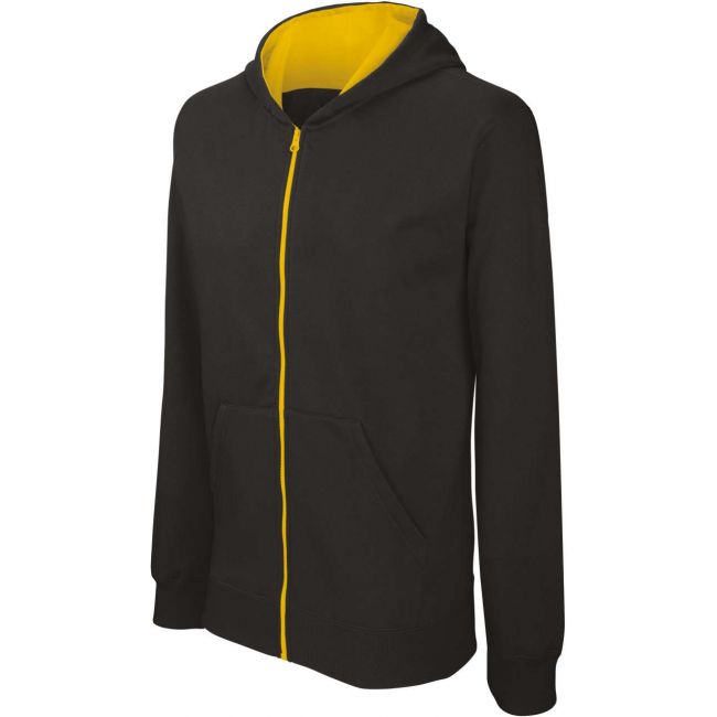 Kids' full zip hooded sweatshirt culoare black/yellow marimea 8/10