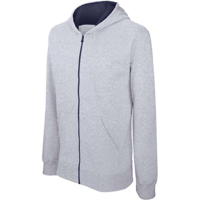 Kids' full zip hooded sweatshirt culoare oxford grey/navy marimea 6/8