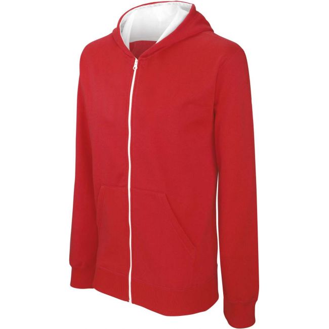 Kids' full zip hooded sweatshirt culoare red/white marimea 10/12