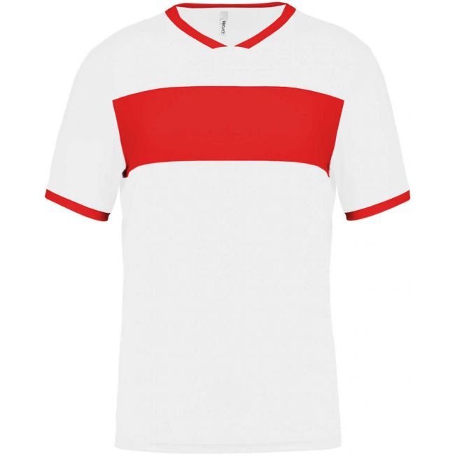 Kids' short sleeve jersey culoare white/sporty red marimea 8/10