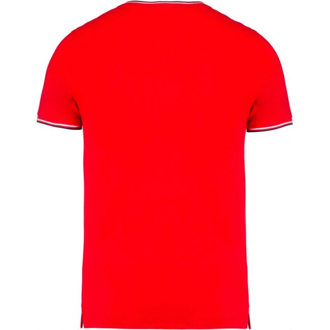 Men's piquÉ knit v-neck t-shirt culoare red/navy/white marimea 2xl