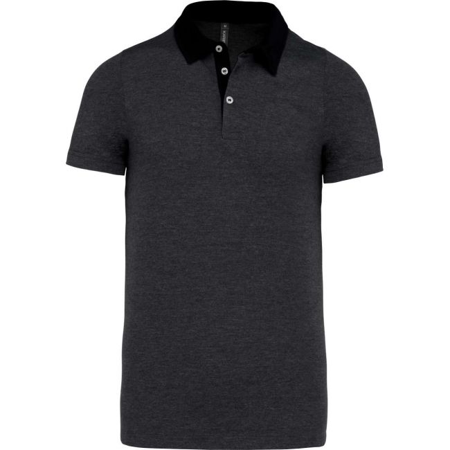 Men's two-tone jersey polo shirt culoare dark grey heather/black marimea 2xl