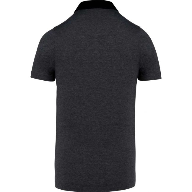 Men's two-tone jersey polo shirt culoare dark grey heather/black marimea 2xl