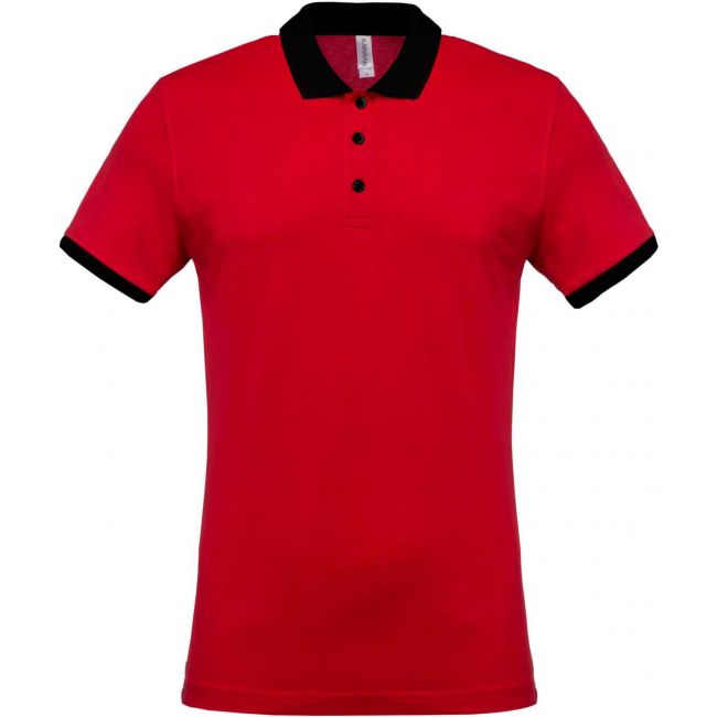 Men's two-tone piquÉ polo shirt culoare red/black marimea s