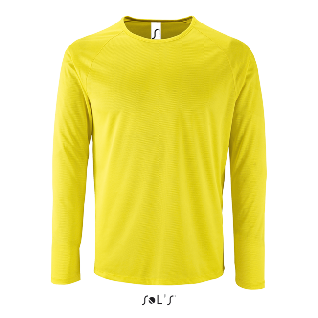 Sol's sporty lsl men - long-sleeve sports t-shirt culoare neon yellow marimea l