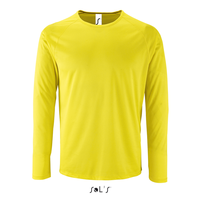 Sol's sporty lsl men - long-sleeve sports t-shirt culoare neon yellow marimea s