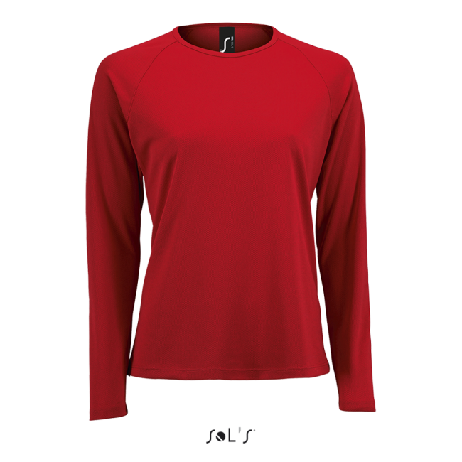 Sol's sporty lsl women - long sleeve sports t-shirt culoare red marimea xs