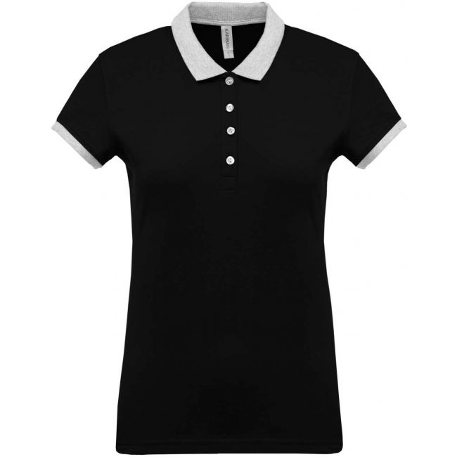 Ladies’ two-tone piquÉ polo shirt culoare black/oxford grey marimea l