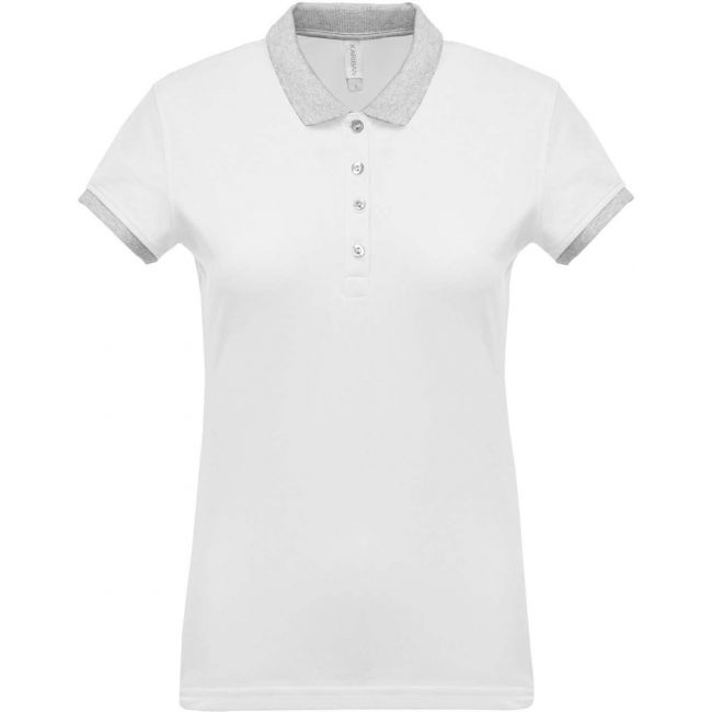 Ladies’ two-tone piquÉ polo shirt culoare white/oxford grey marimea l