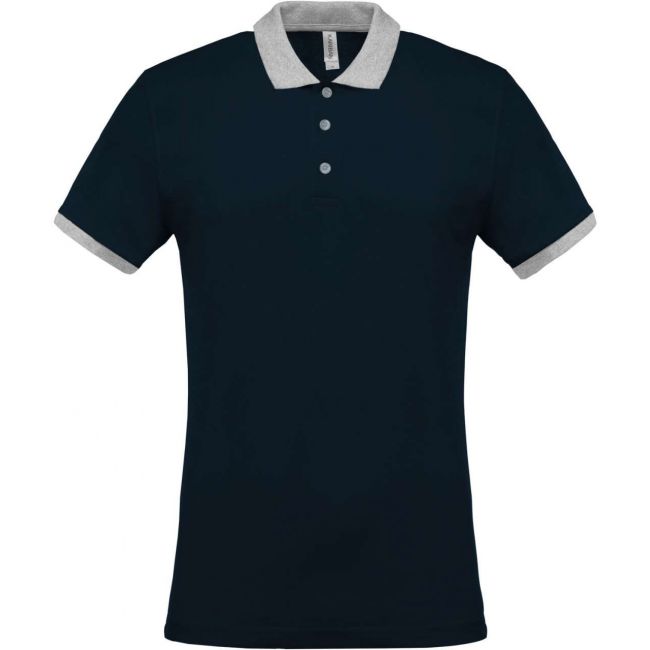 Men's two-tone piquÉ polo shirt culoare navy/oxford grey marimea 4xl