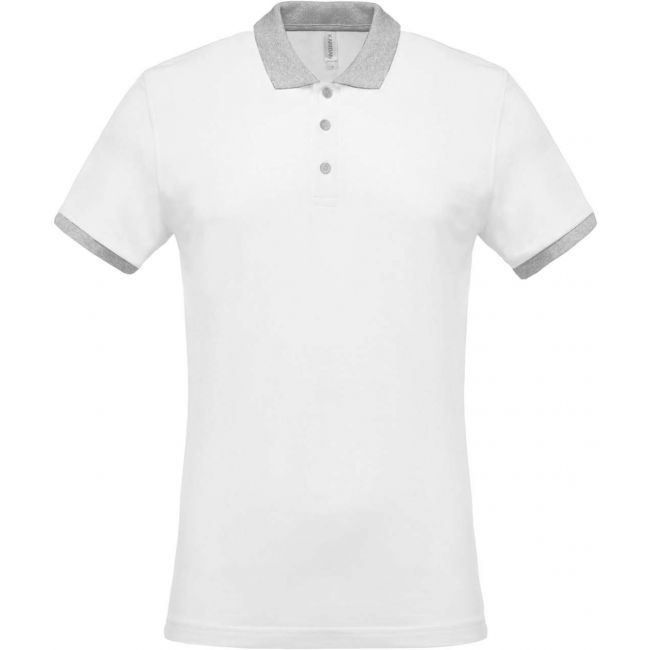 Men's two-tone piquÉ polo shirt culoare white/oxford grey marimea l