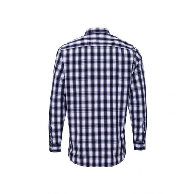 'mulligan' check - men's long sleeve cotton shirt culoare white/navy marimea xl