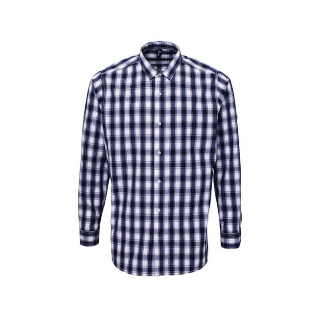 'mulligan' check - men's long sleeve cotton shirt culoare white/navy marimea xl