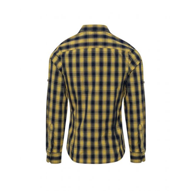 'mulligan' check - women's long sleeve cotton shirt culoare camel/navy marimea l