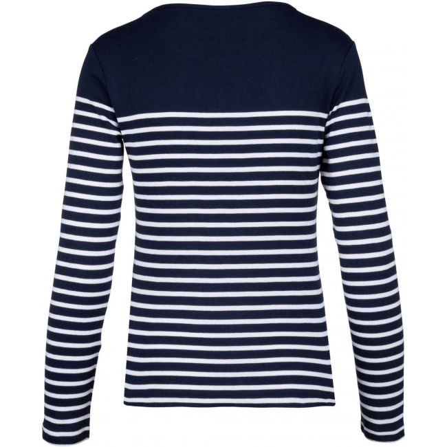 Ladies’ long-sleeved breton stripe top culoare striped navy/white marimea xs