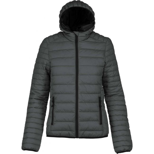 Ladies' lightweight hooded padded jacket culoare marl dark grey marimea s