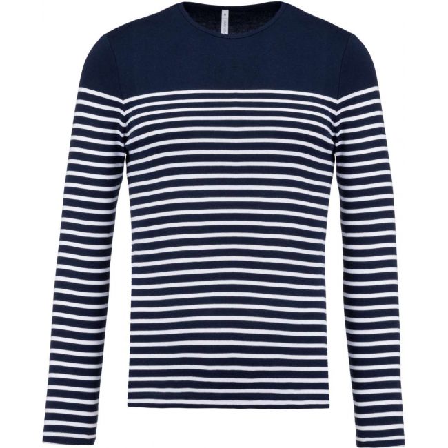 Men’s long-sleeved breton stripe top culoare striped navy/white marimea l