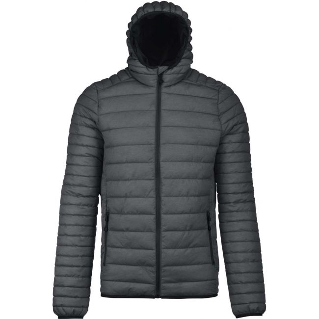 Men's lightweight hooded padded jacket culoare marl dark grey marimea l
