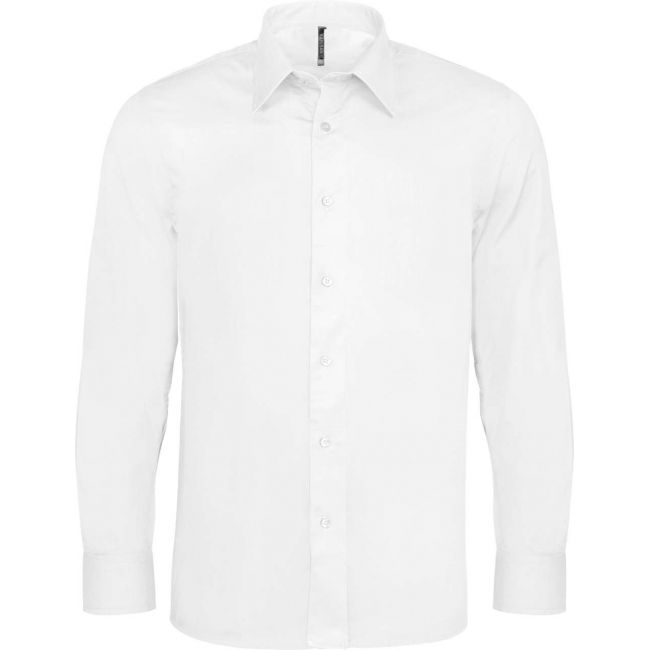 Long-sleeved cotton/elastane shirt culoare white marimea xs