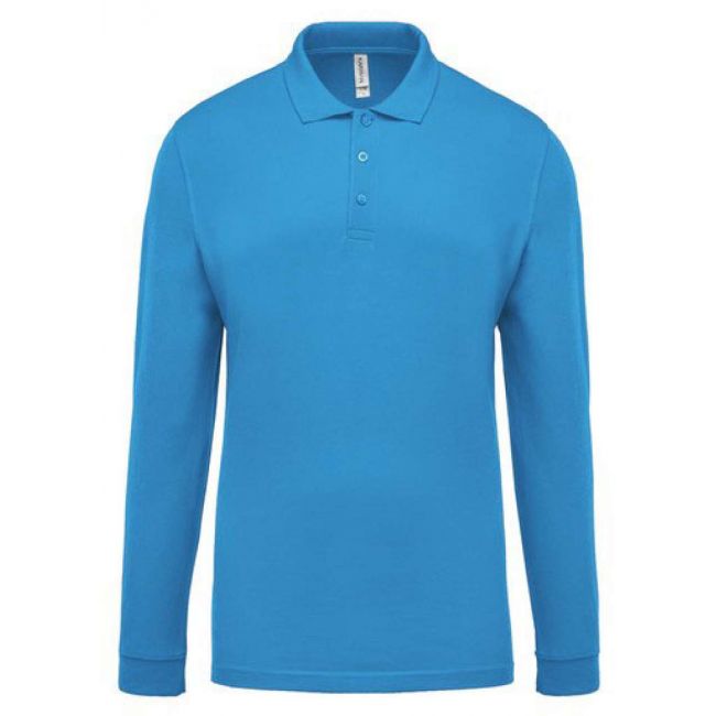 Men's long-sleeved piquÉ polo shirt culoare tropical blue marimea 4xl