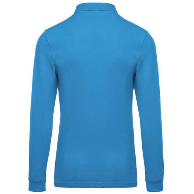 Men's long-sleeved piquÉ polo shirt culoare tropical blue marimea l