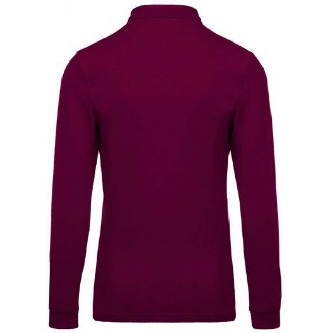 Men's long-sleeved piquÉ polo shirt culoare wine marimea xl