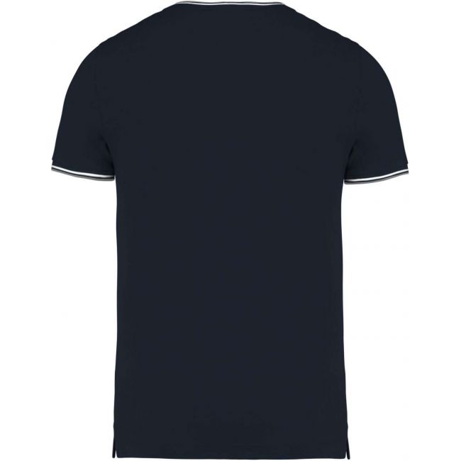 Men's piquÉ knit v-neck t-shirt culoare navy/light grey/white marimea l