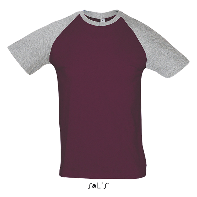 Sol's funky - men's 2-colour raglan sleeves t-shirt culoare grey melange/burgundy marimea 2xl